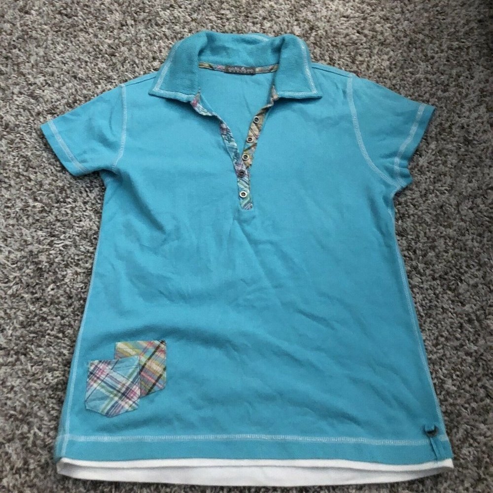 Natalie & me weekend polo  Collar Size Small Colorful Small Pocket Details Blue